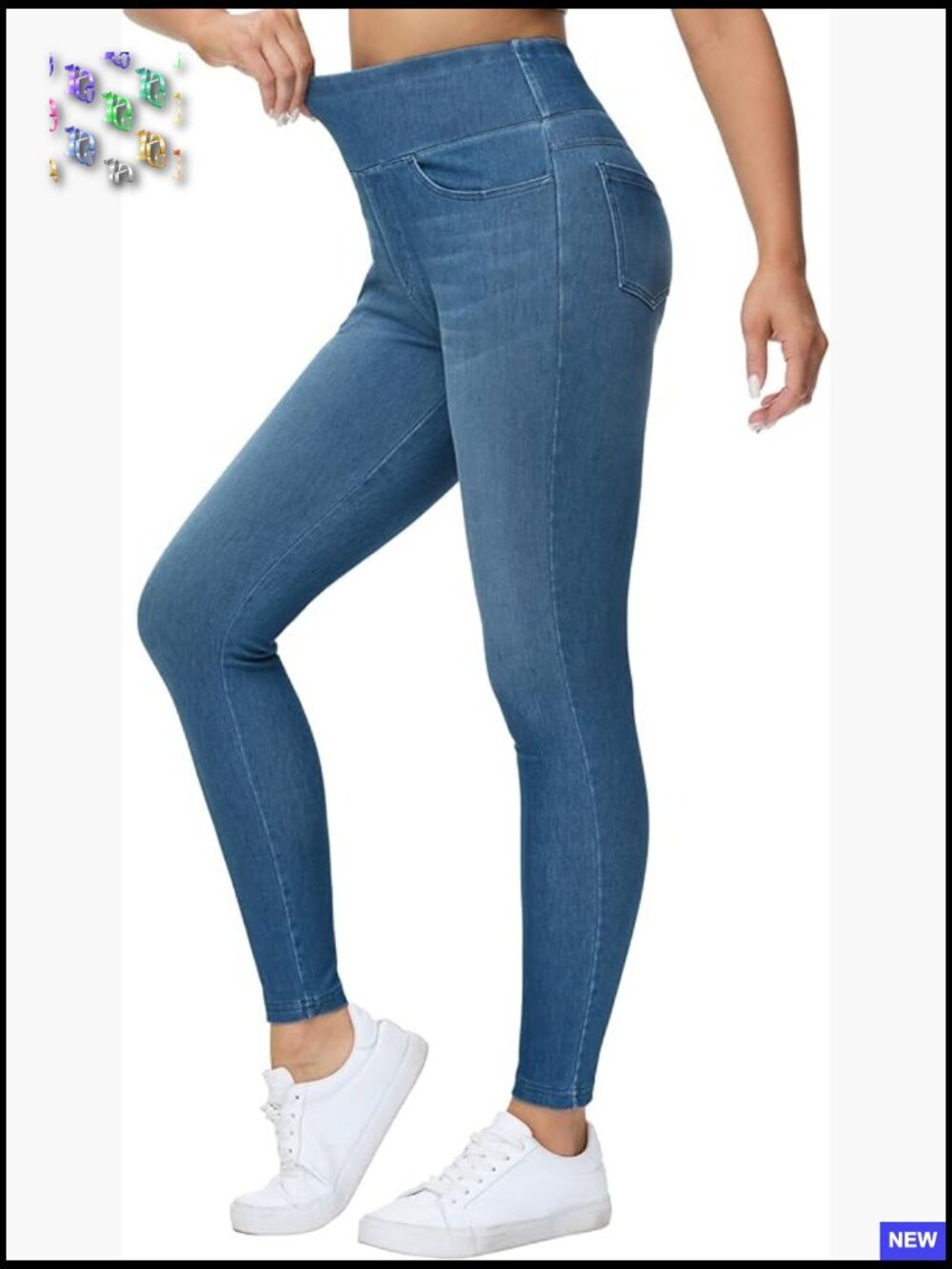 High Waisted Stretchy Tummy Control Skinny Jeans with Pockets